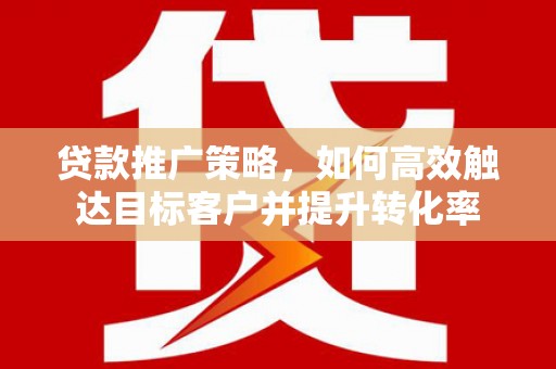 新蔡贷款推广策略，如何高效触达目标客户并提升转化率