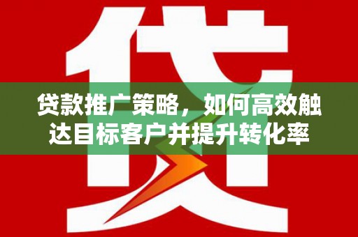 洱源贷款推广策略，如何高效触达目标客户并提升转化率