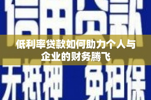 新泰低利率贷款如何助力个人与企业的财务腾飞
